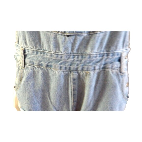 Retro Grunge Denim Bib Overalls Light Wash L Blue Jeans Women's Shredded Faded - Picture 4 of 15
